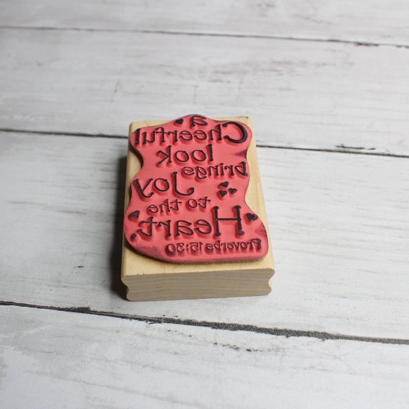 Stampabilities Rubber Stamp Mounted Wooden Block Proverbs 15:30 Christian - Picture 4 of 4